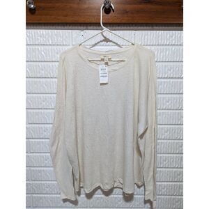 NWT Style & Co. Women's Cream Pebble Heather Dolman Long-Sleeve Tee Size XL